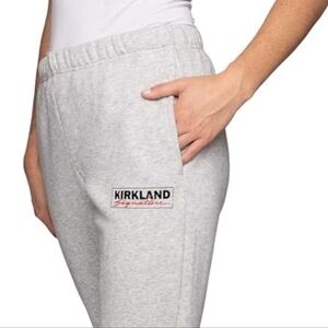 KIRKLAND SIGNATURE Logo Costco Women’s grey Jogger Pants NEW Medium & XL